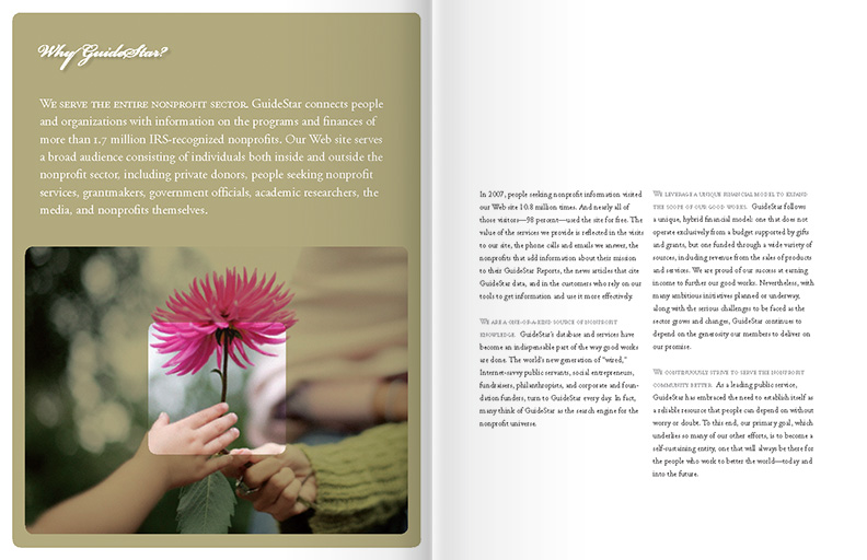 GuideStar Annual Report 2008 Spread 2